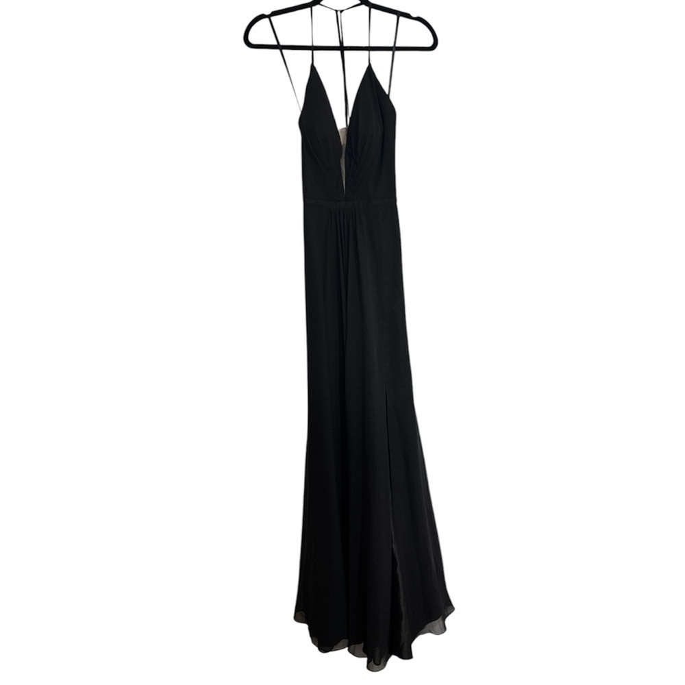 Betsey & Adam Dress Lace Up Back With Front Plunge Black Women’s New Size 4